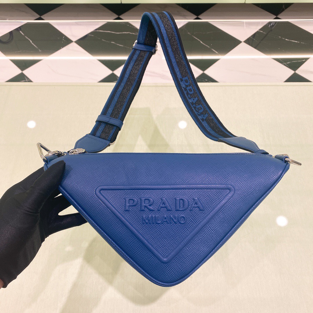 Copy Prada 2VH155 Triangle Bag Blue Saffiano Leather