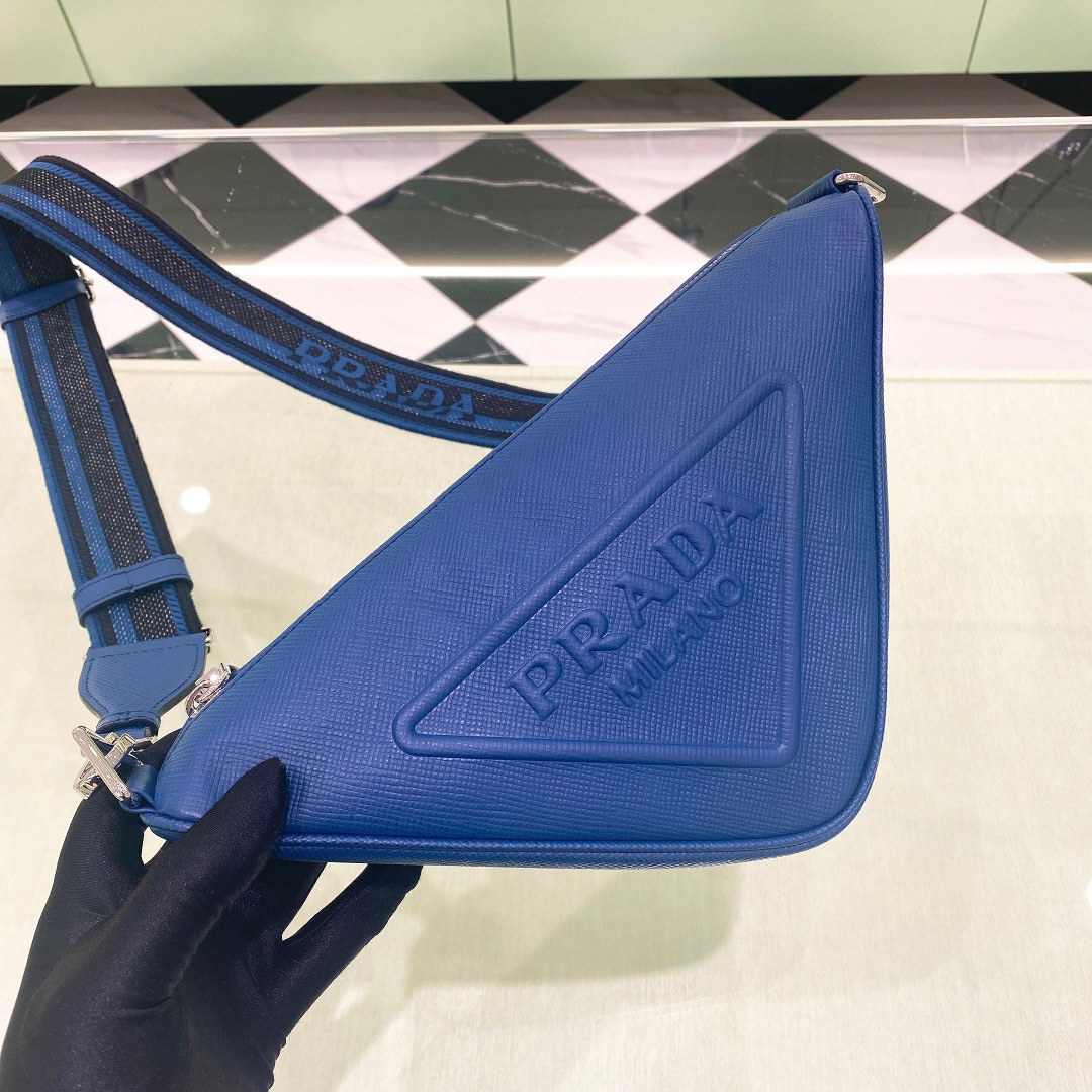 Copy Prada 2VH155 Triangle Bag Blue Saffiano Leather