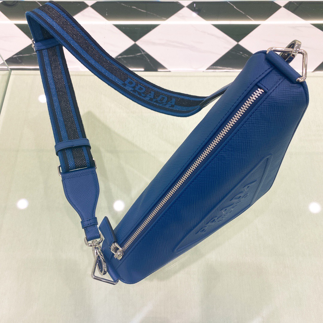 Copy Prada 2VH155 Triangle Bag Blue Saffiano Leather