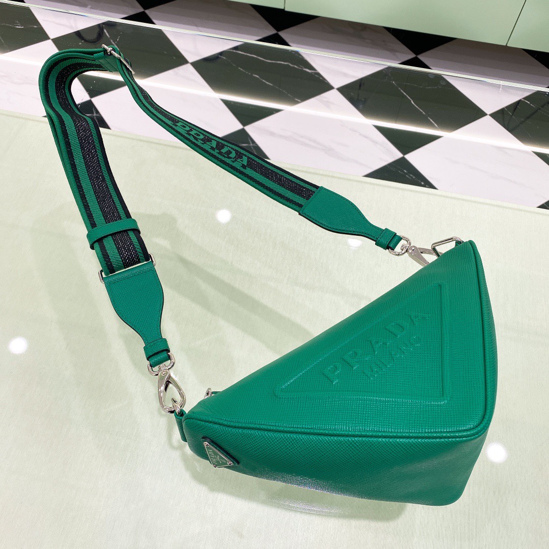 Copy Prada 2VH155 Triangle Bag Green Saffiano Leather