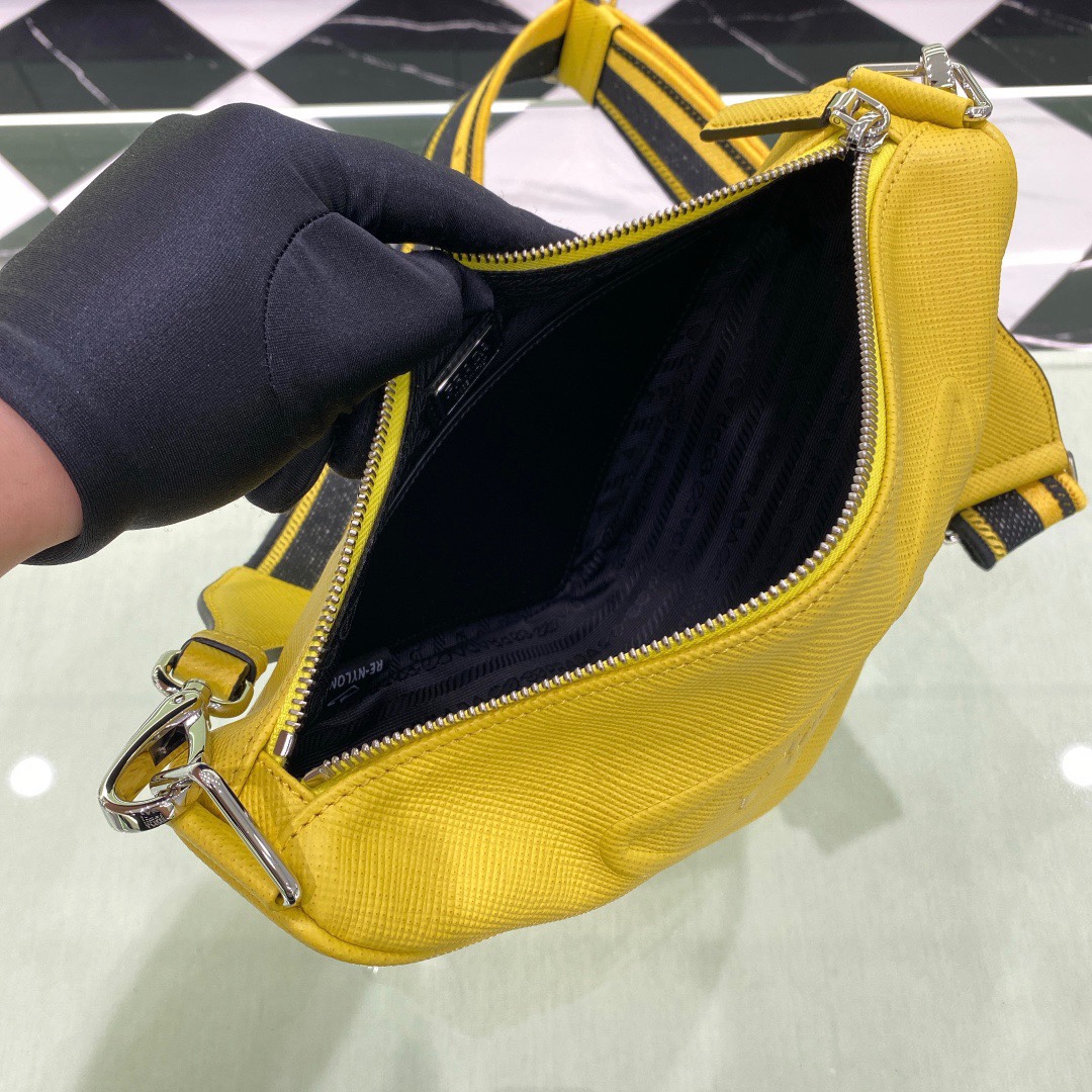 Copy Prada 2VH155 Triangle Bag Yellow Saffiano Leather