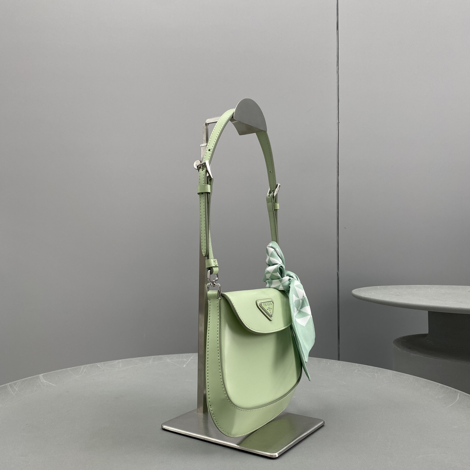 Copy Prada Cleo Brushed Leather Shoulder Bag Green