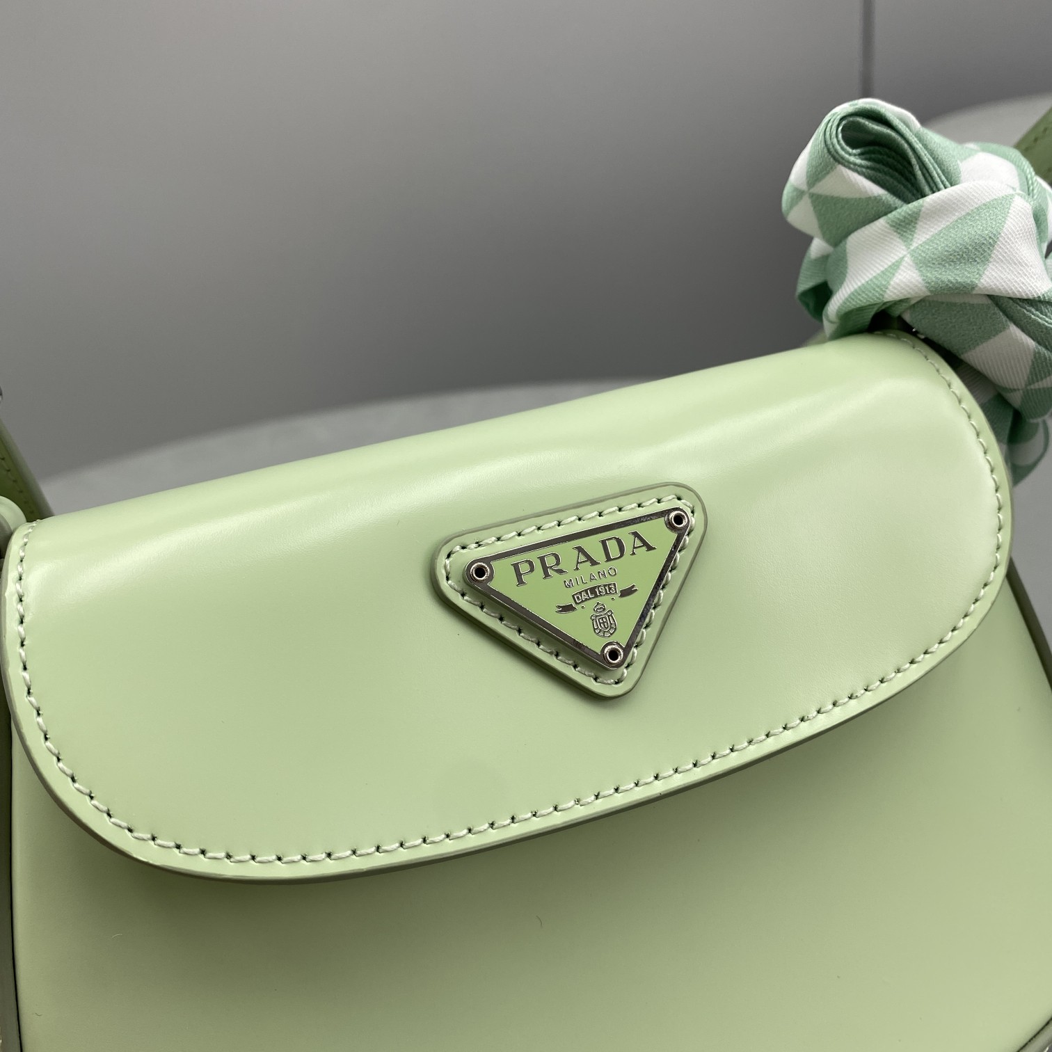 Copy Prada Cleo Brushed Leather Shoulder Bag Green