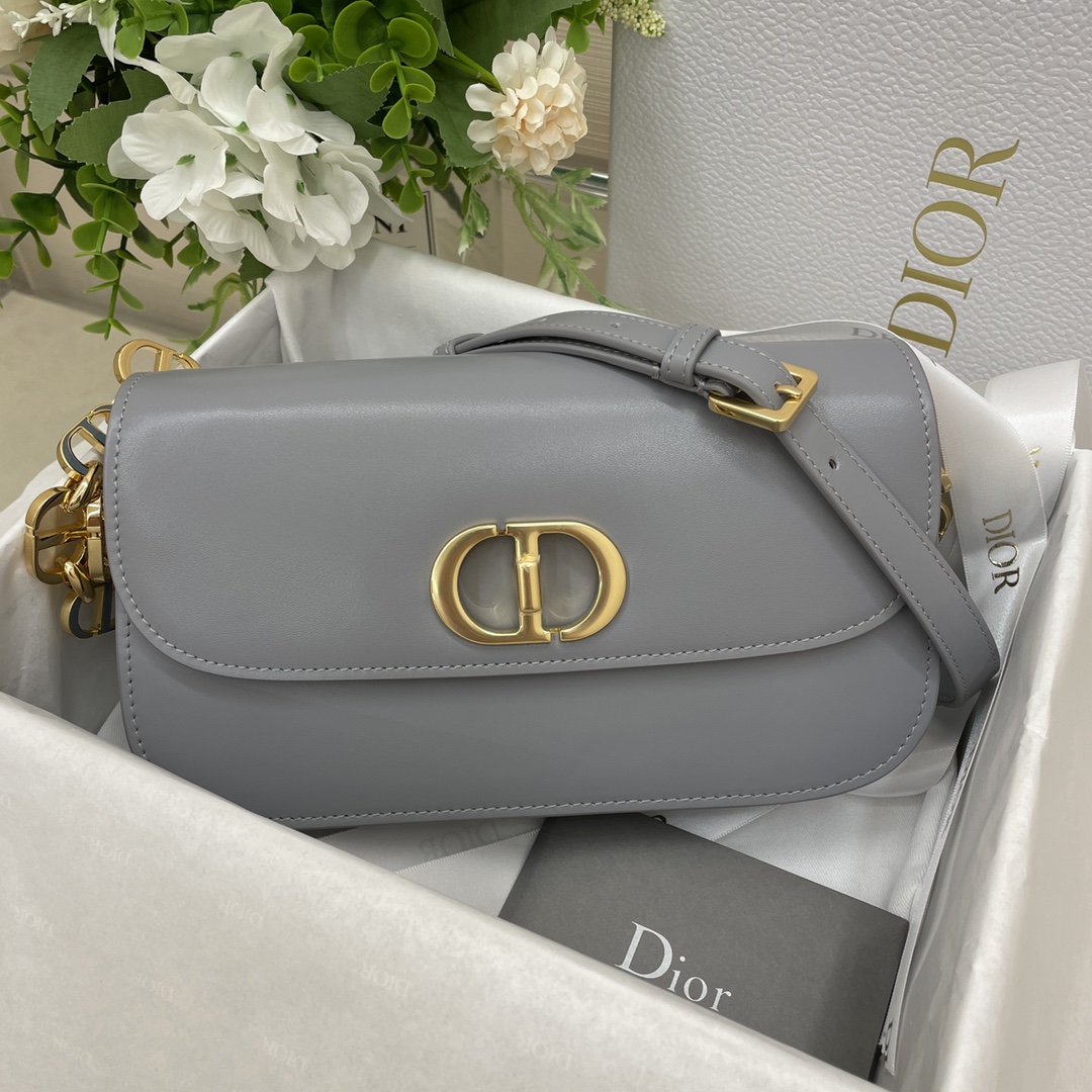 Dior 30 Montaigne Avenue Bag Embossed Blue Box Calfskin