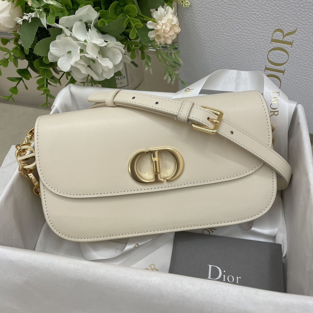 Dior 30 Montaigne Avenue Bag Embossed Dusty Ivory Box Calfskin