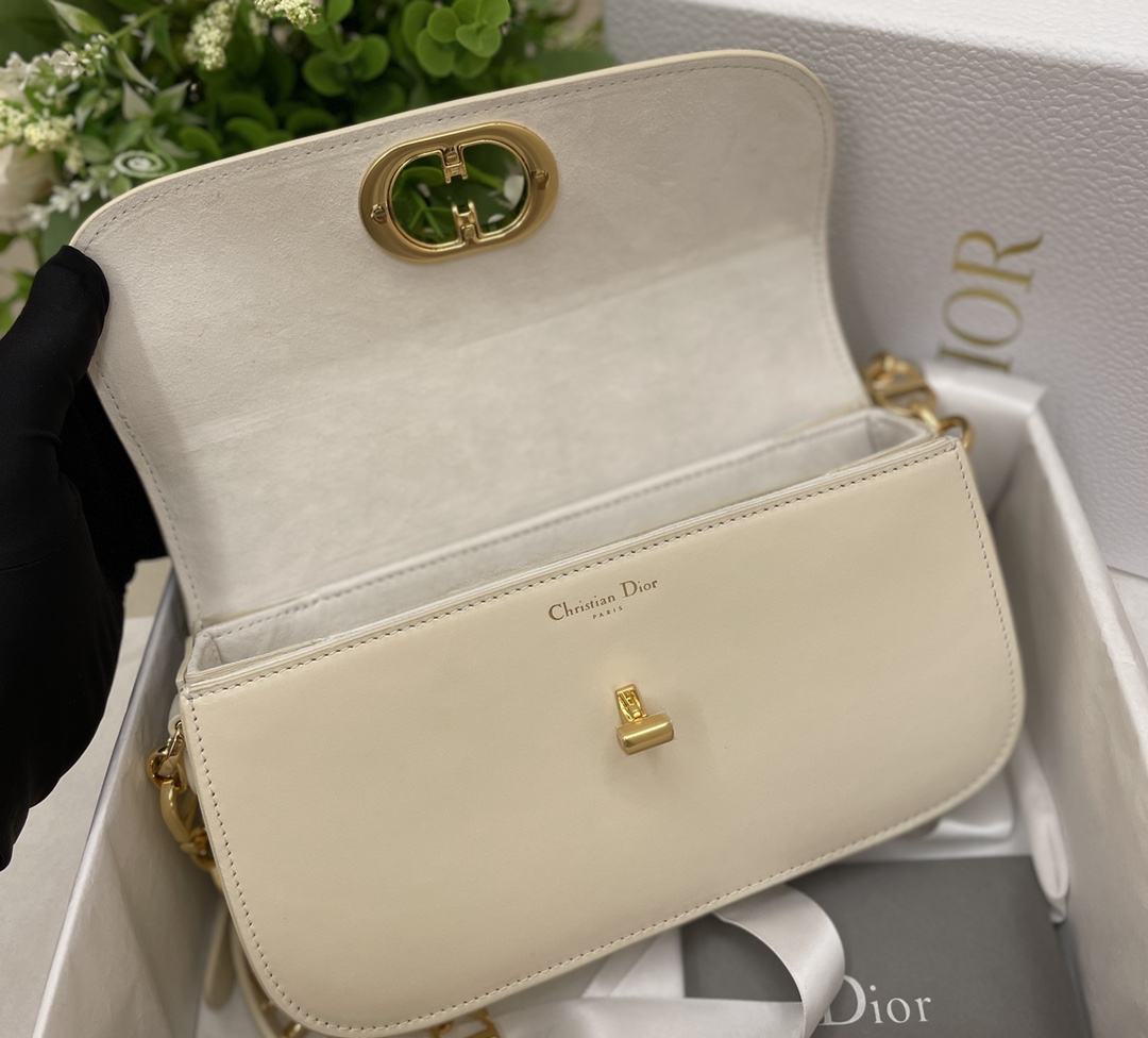 Dior 30 Montaigne Avenue Bag Embossed Dusty Ivory Box Calfskin