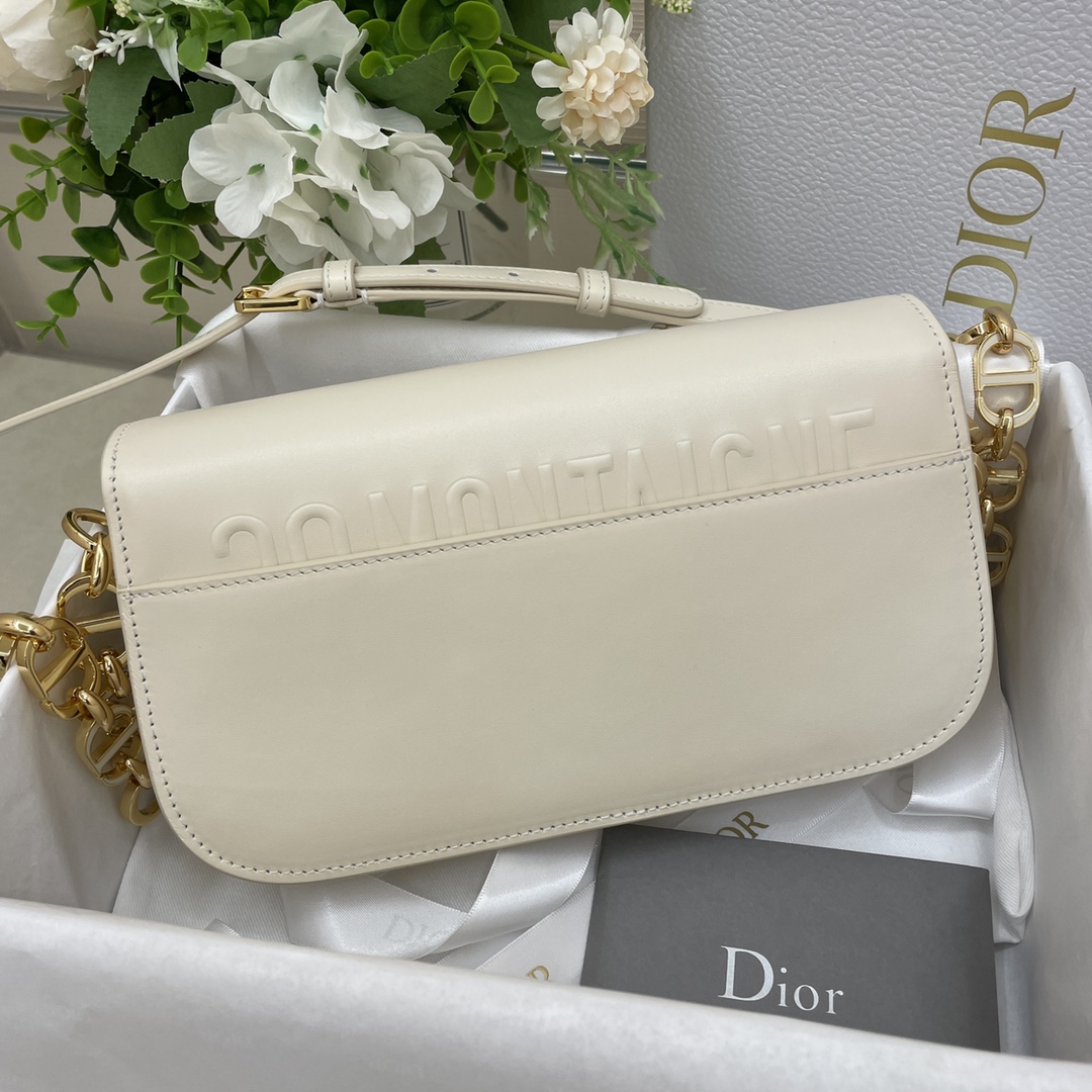 Dior 30 Montaigne Avenue Bag Embossed Dusty Ivory Box Calfskin