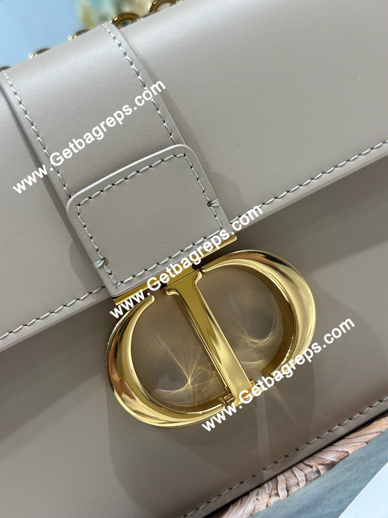 Dior 30 Montaigne Avenue Small Top Handle Bag Apricot Ribbed Calfskin
