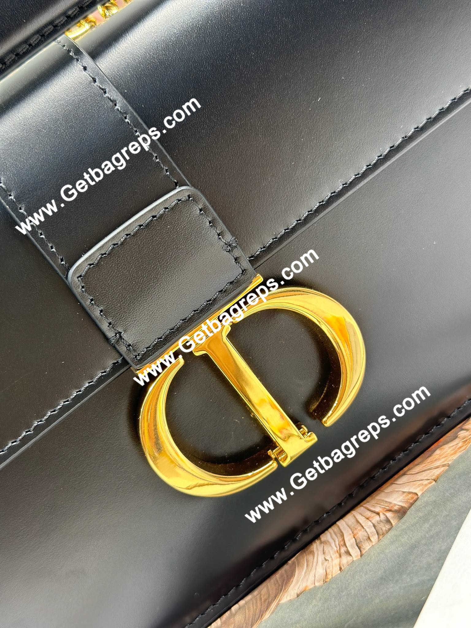 Dior 30 Montaigne Avenue Small Top Handle Bag Black Ribbed Calfskin
