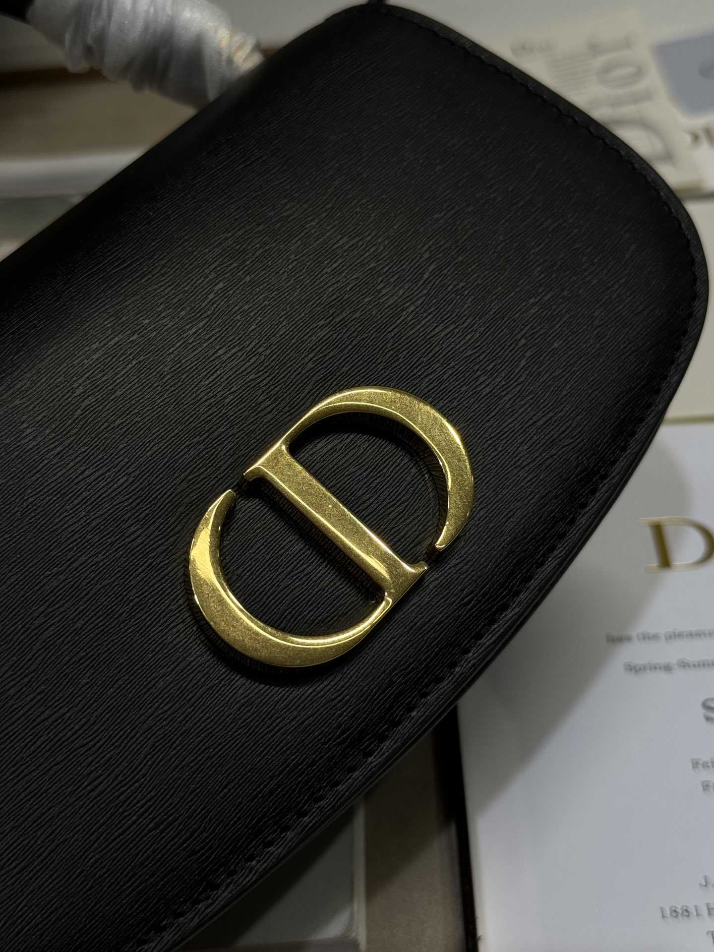 Dior 30 Montaigne Avenue Top Handle Black Leather Small