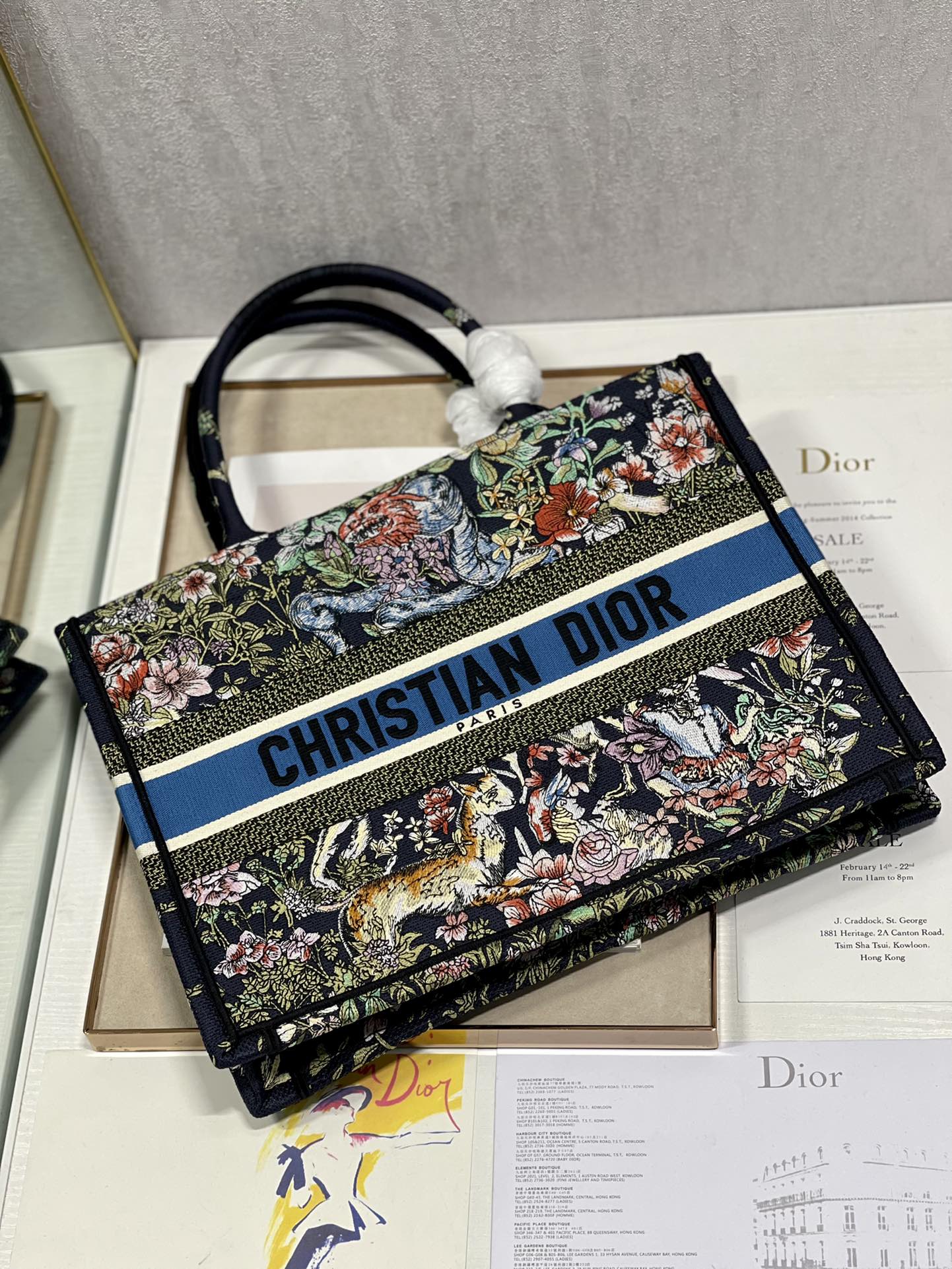 Dior 36cm Book Tote Blue Multicolor D-Constellation Embroidery