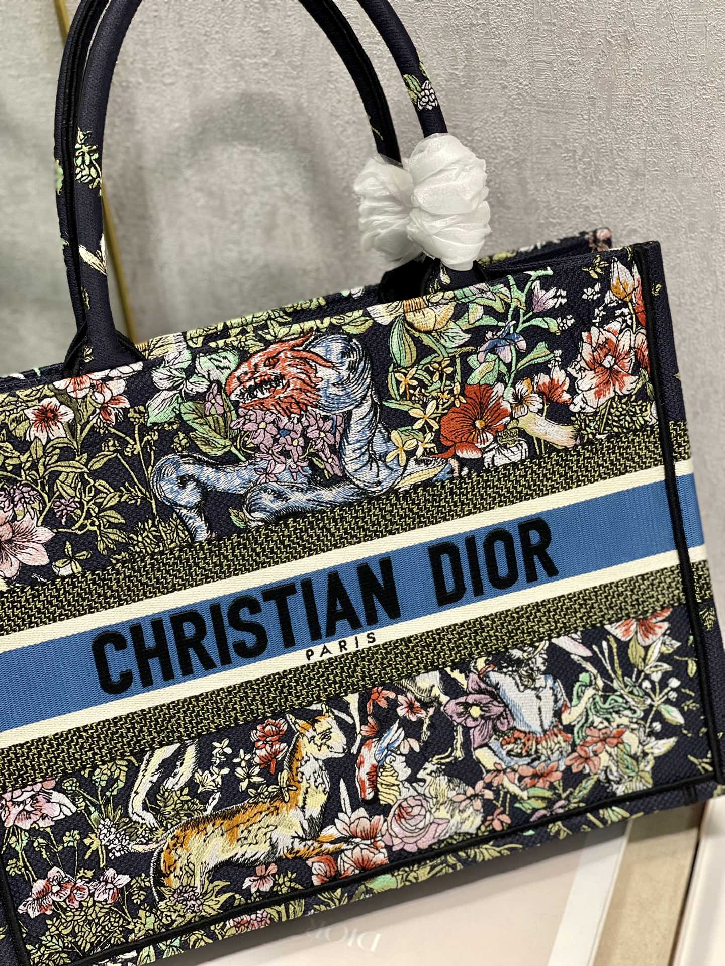 Dior 36cm Book Tote Blue Multicolor D-Constellation Embroidery