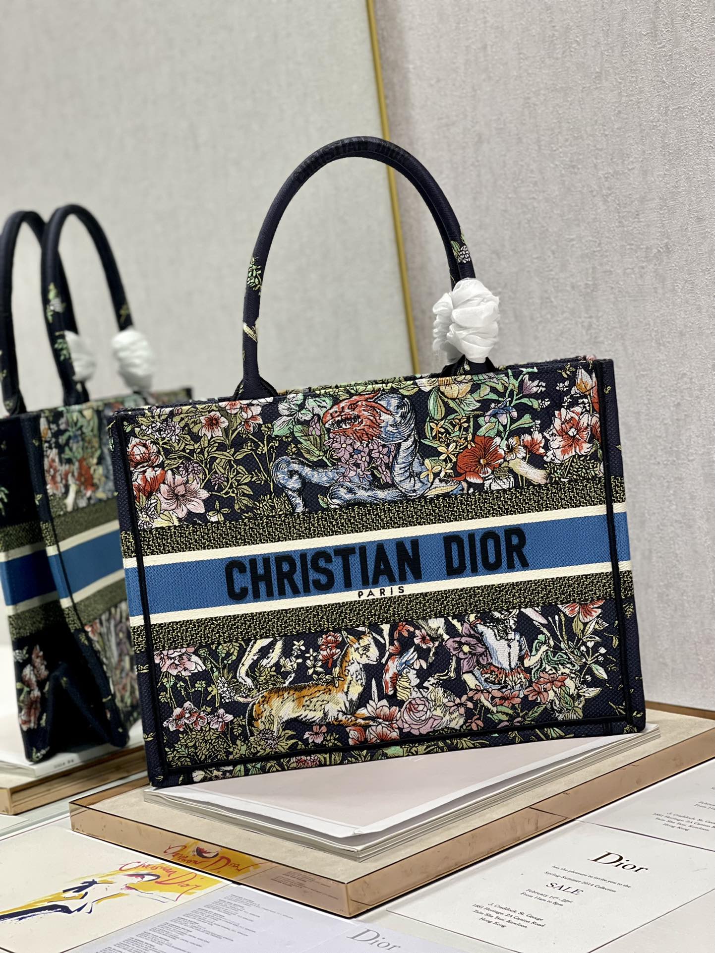 Dior 36cm Book Tote Blue Multicolor D-Constellation Embroidery