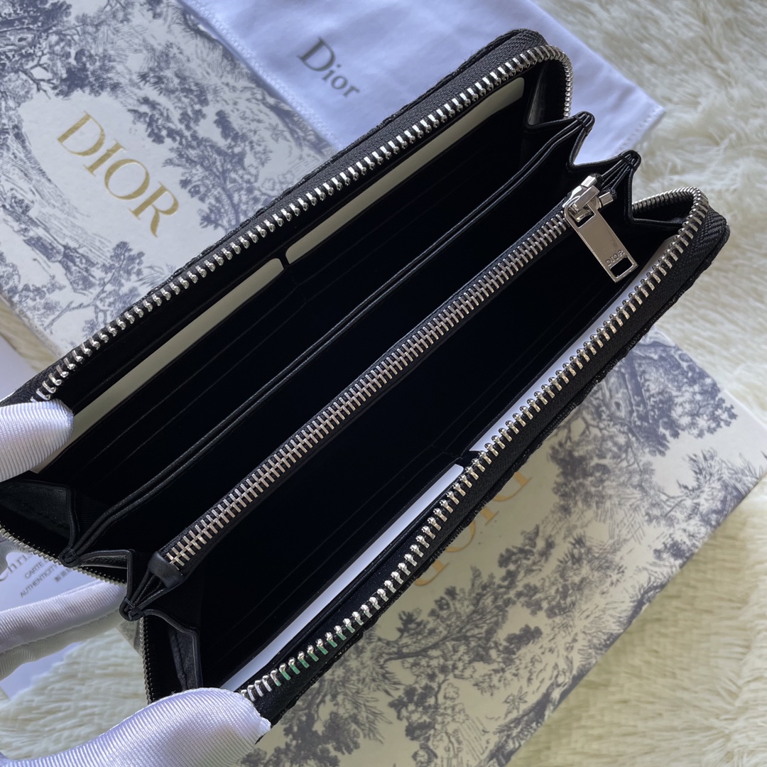 Dior Black Oblique Long Wallet