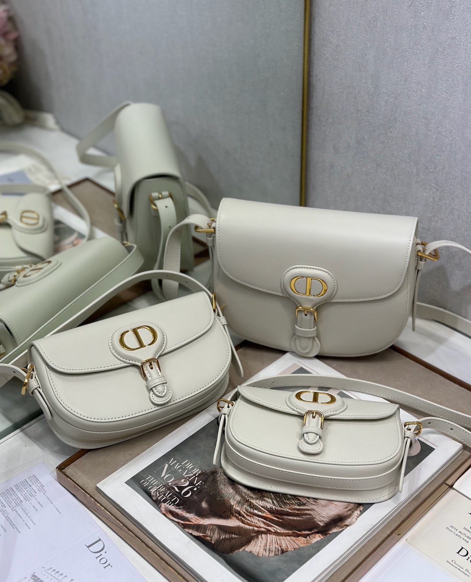 Dior Bobby Bag 3 Different Size Latte Box Calfskin