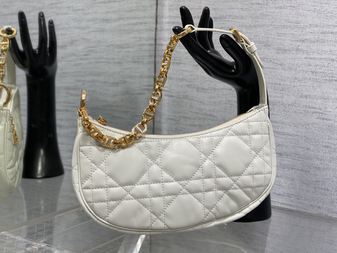 Dior CD LOUNGE BAG Latte Supple Macrocannage Lambskin White