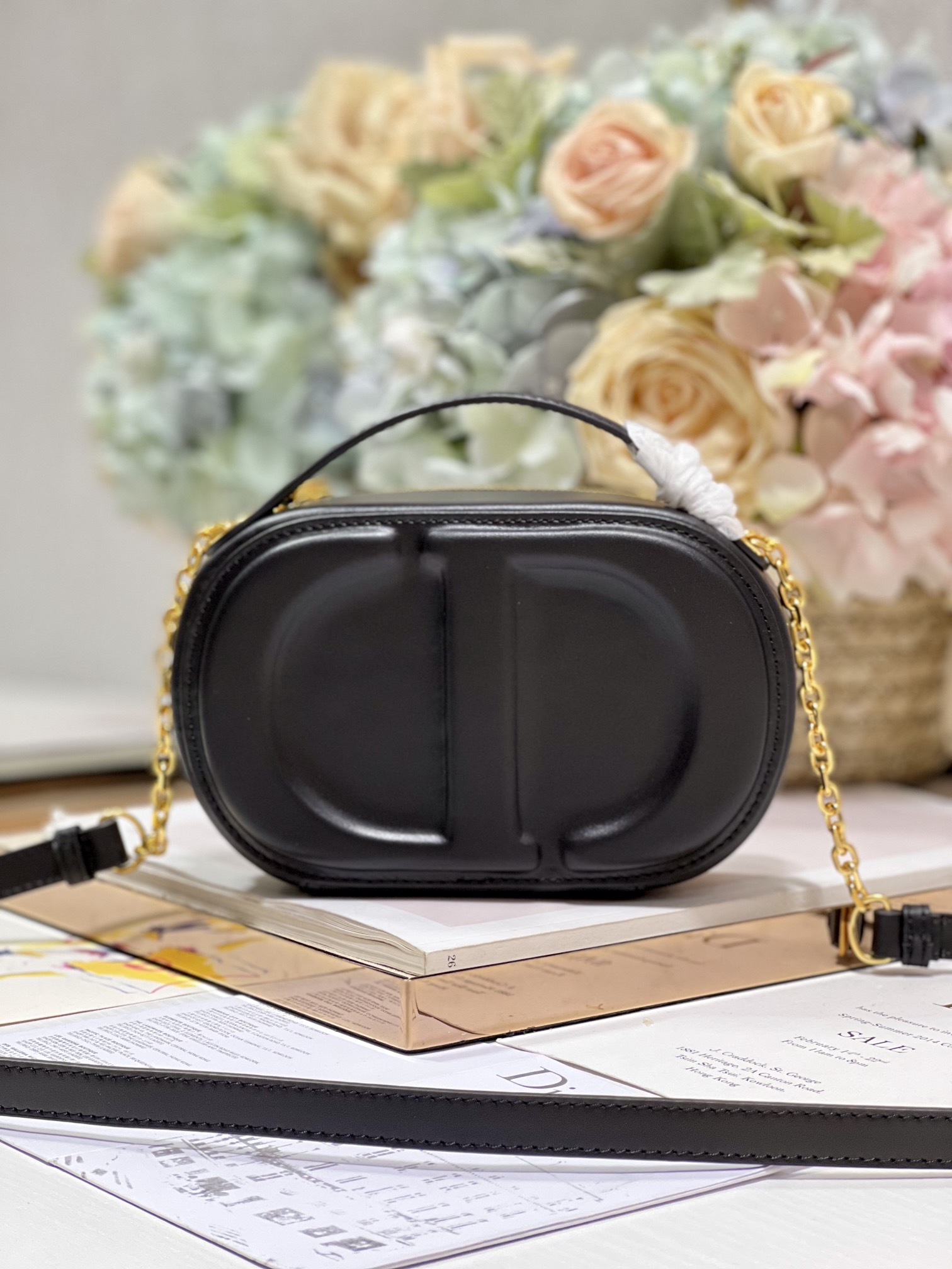 Dior CD SIGNATURE BAG WITH STRAP Black Leather