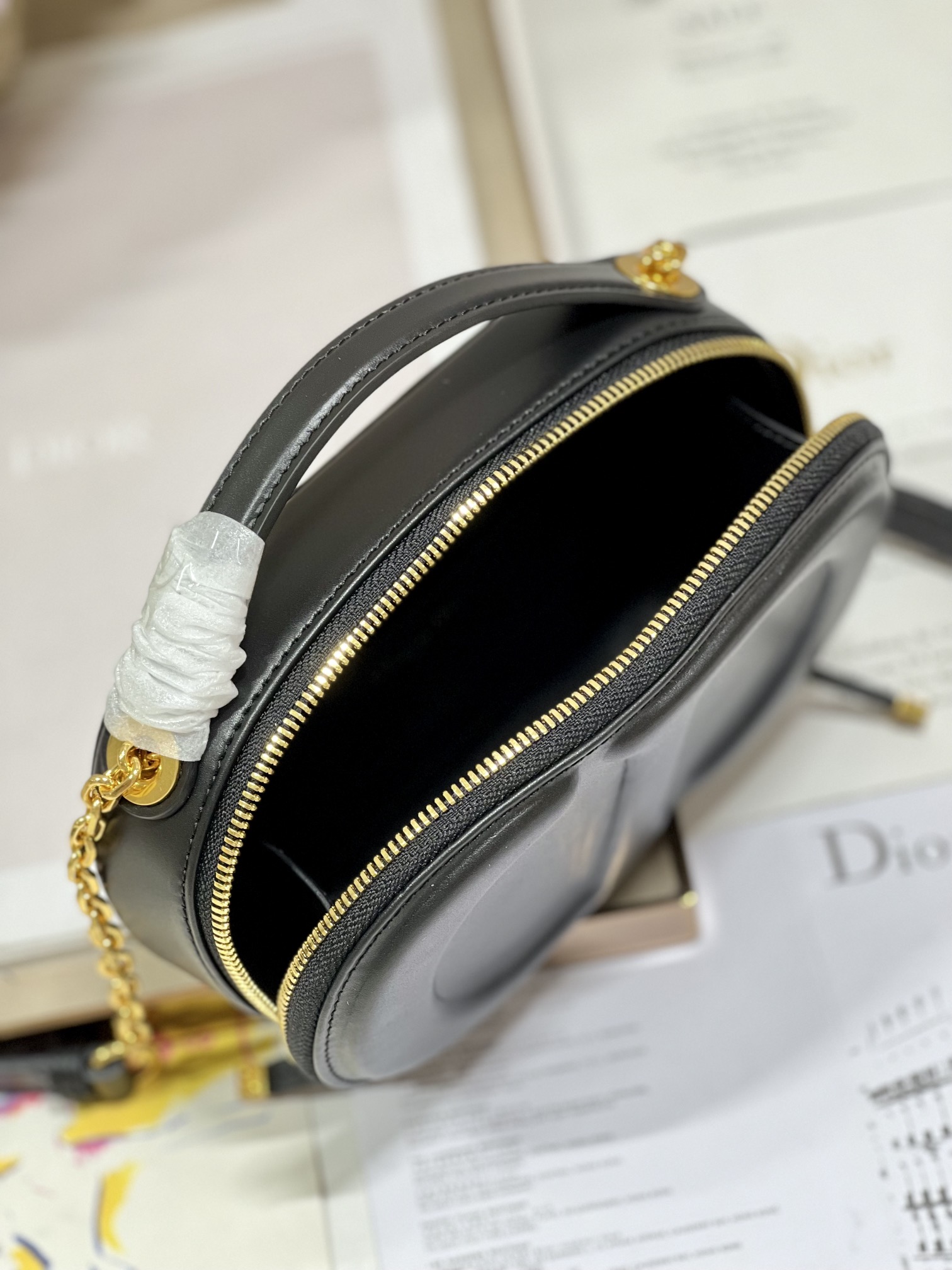 Dior CD SIGNATURE BAG WITH STRAP Black Leather