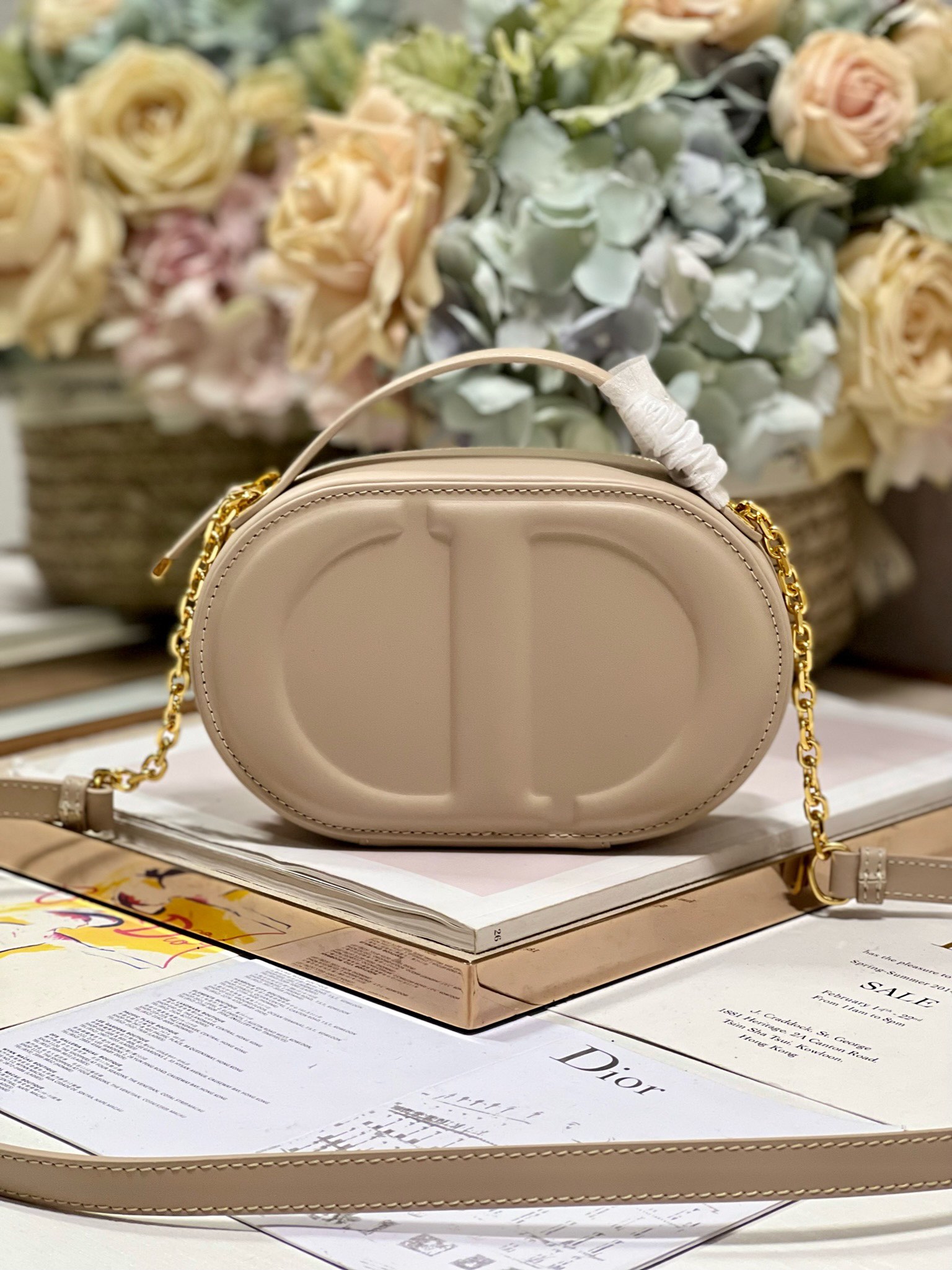 Dior CD SIGNATURE BAG WITH STRAP Caramel Beige  Calfskin