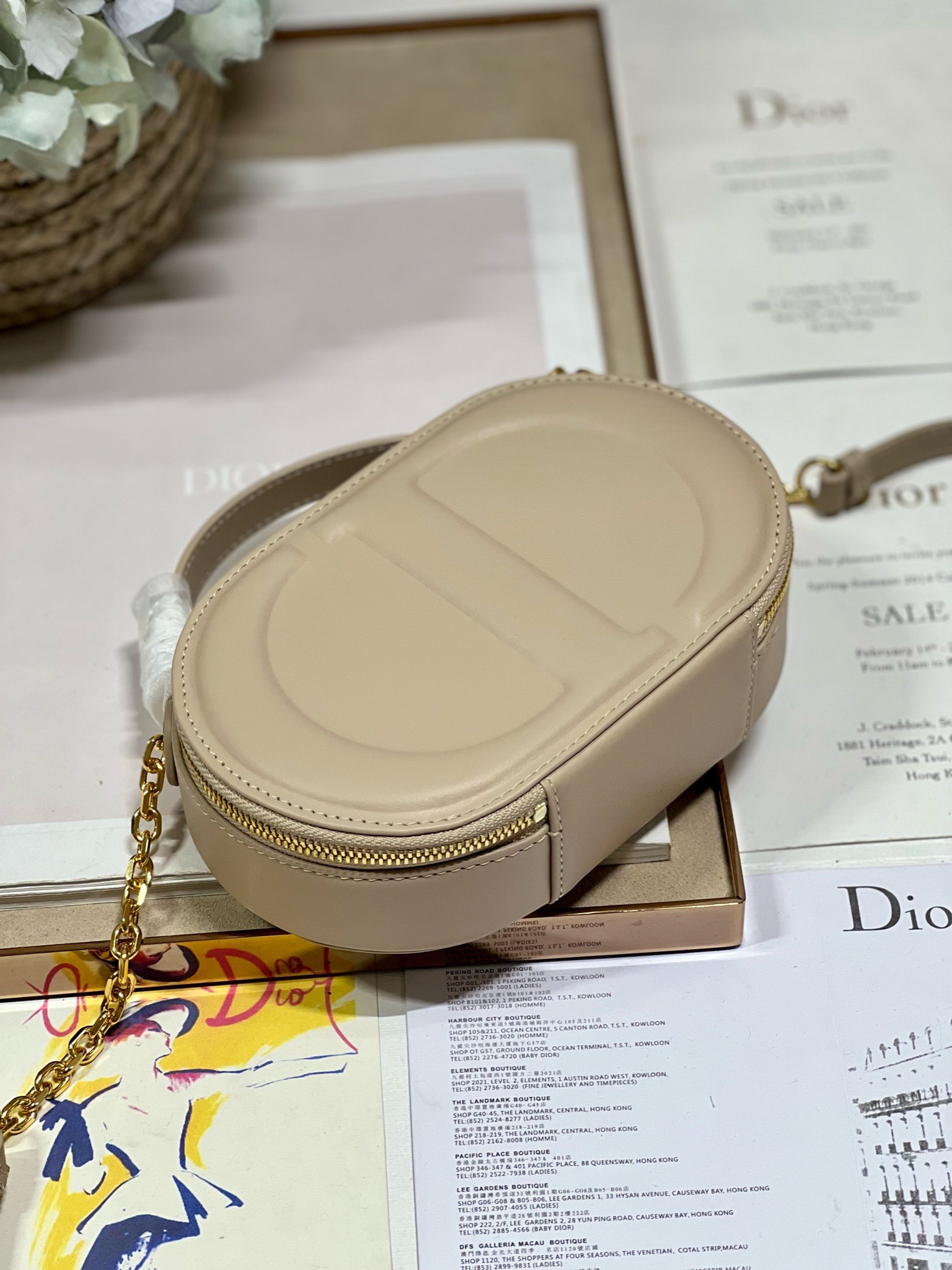 Dior CD SIGNATURE BAG WITH STRAP Caramel Beige  Calfskin