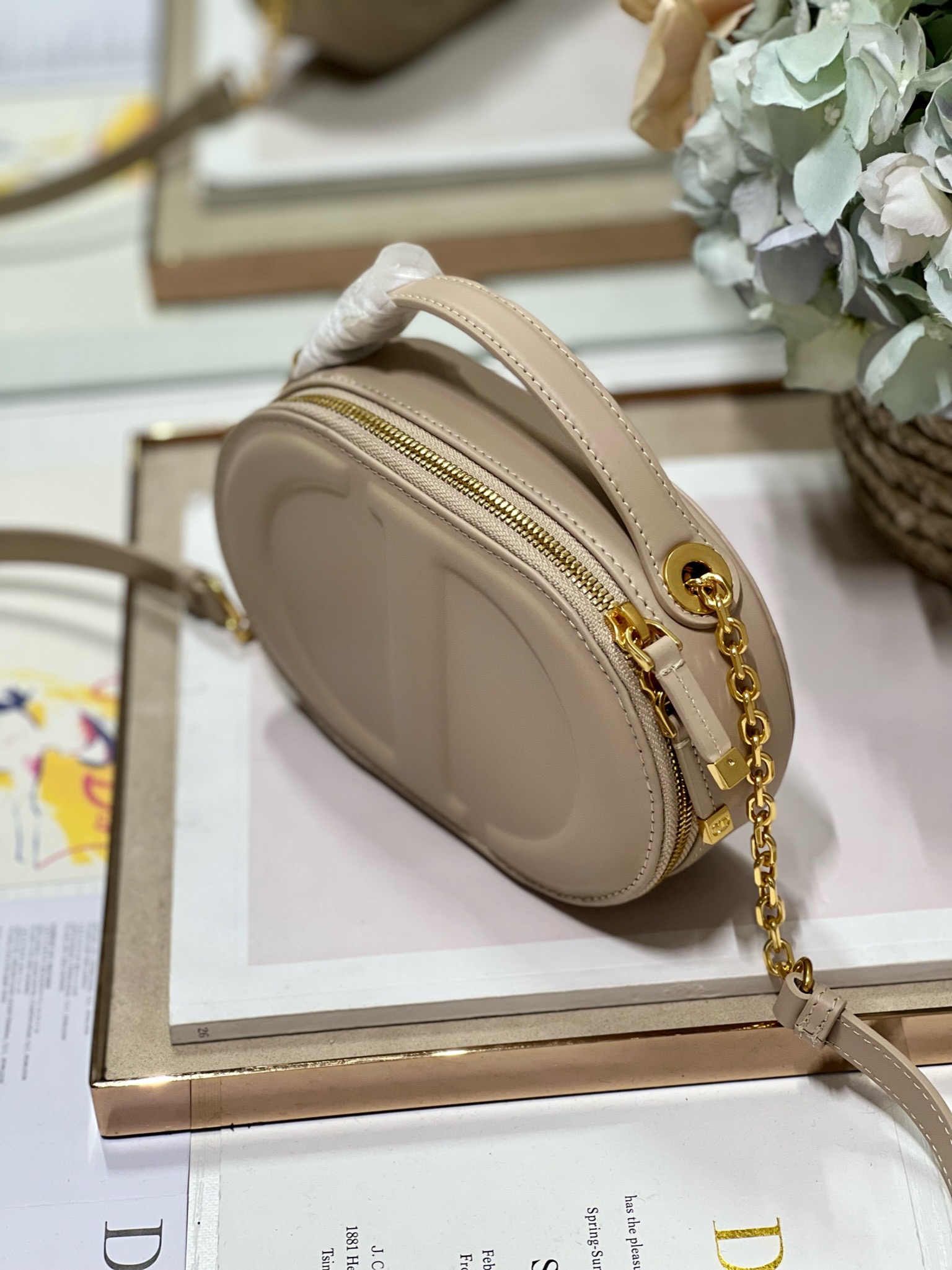 Dior CD SIGNATURE BAG WITH STRAP Caramel Beige  Calfskin