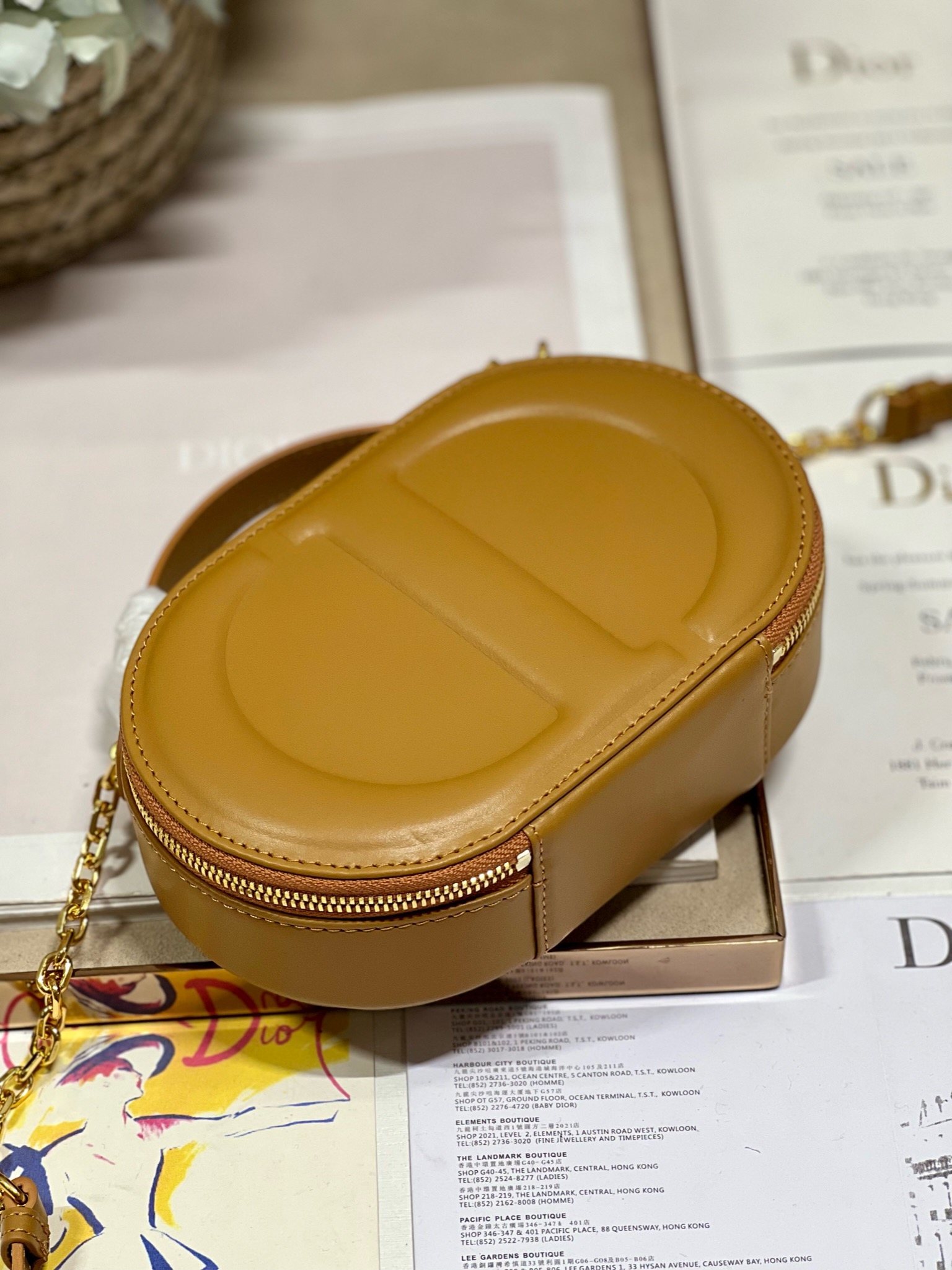 Dior CD SIGNATURE BAG WITH STRAP Golden Saddle Calfskin