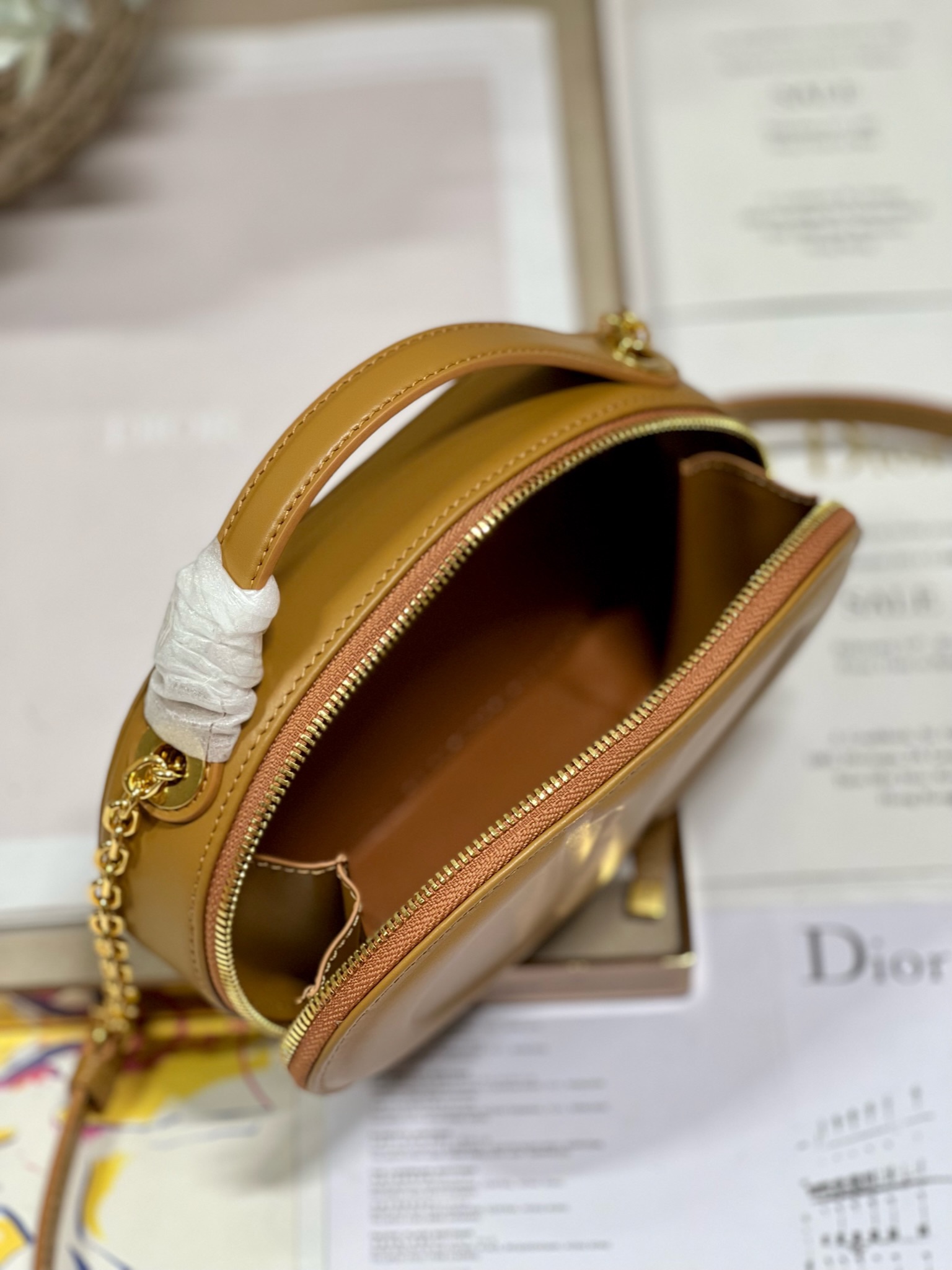 Dior CD SIGNATURE BAG WITH STRAP Golden Saddle Calfskin