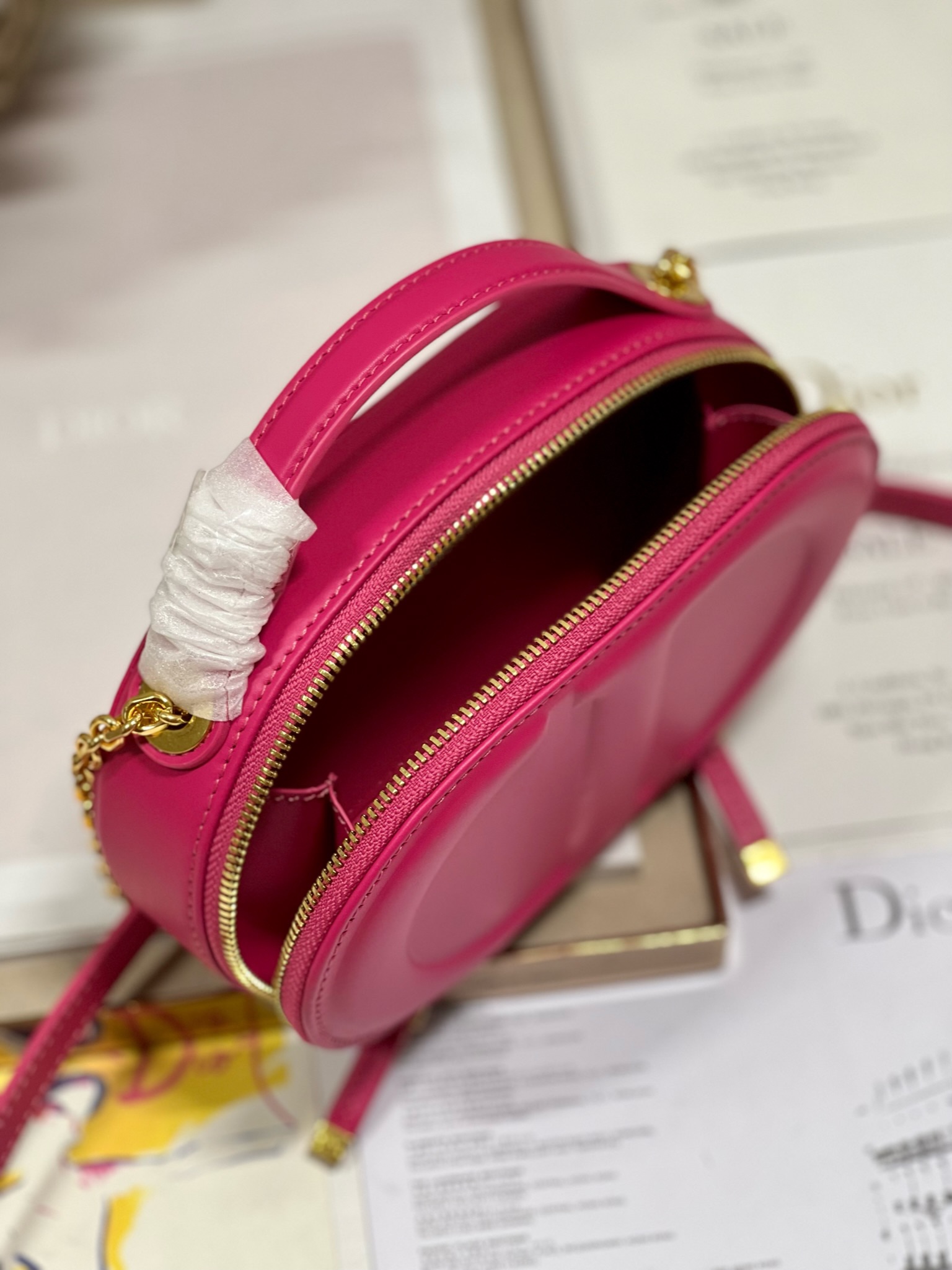 Dior CD SIGNATURE BAG WITH STRAP Rani Pink Calfskin