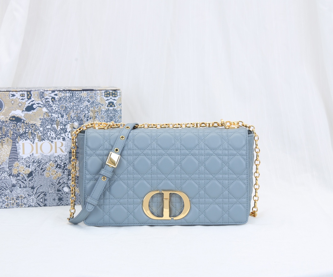 Dior Caro Bag Supple Cannage Calfskin Blue 25.5