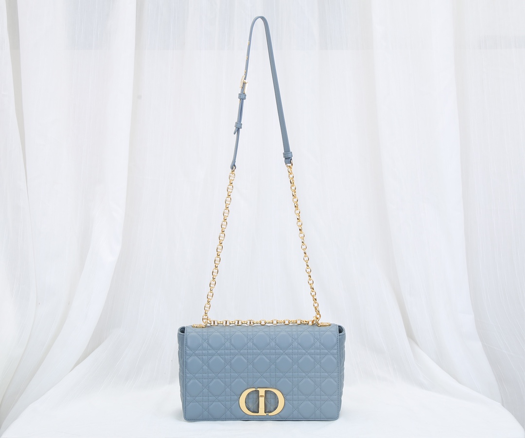 Dior Caro Bag Supple Cannage Calfskin Blue 25.5