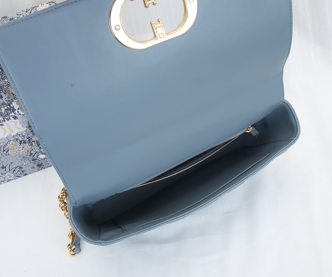 Dior Caro Bag Supple Cannage Calfskin Blue 25.5