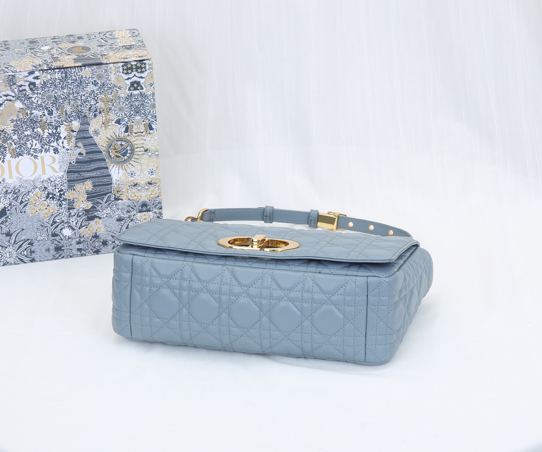 Dior Caro Bag Supple Cannage Calfskin Blue 25.5