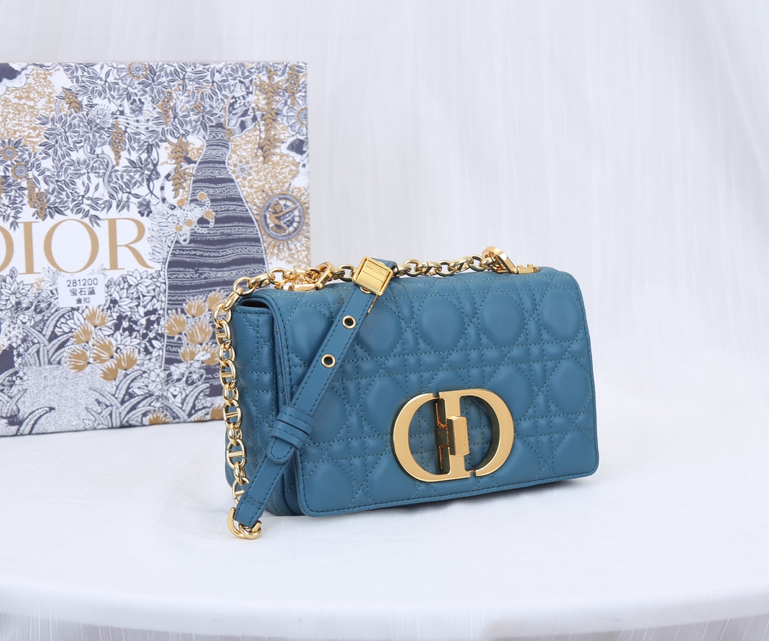 Dior Caro Bag Supple Cannage Calfskin Dark Blue 20cm