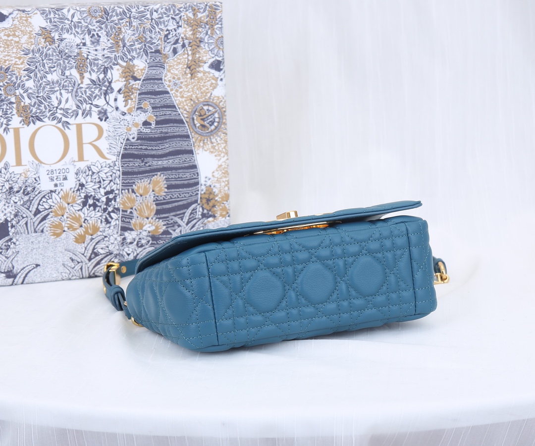 Dior Caro Bag Supple Cannage Calfskin Dark Blue 20cm