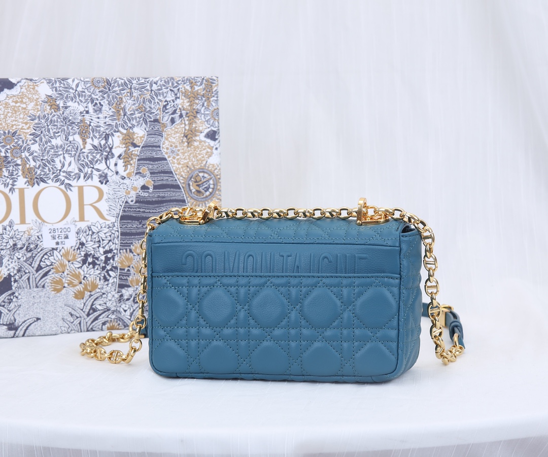 Dior Caro Bag Supple Cannage Calfskin Dark Blue 20cm