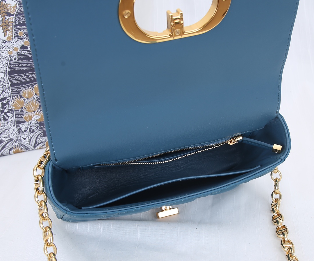 Dior Caro Bag Supple Cannage Calfskin Dark Blue 20cm