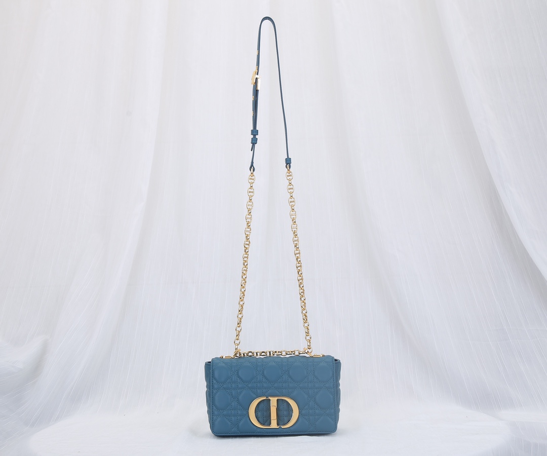 Dior Caro Bag Supple Cannage Calfskin Dark Blue 20cm