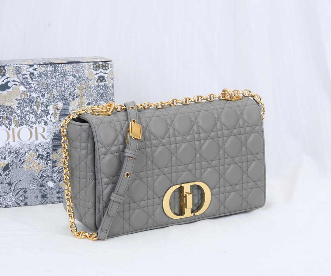 Dior Caro Bag Supple Cannage Calfskin Gray 25.5cm