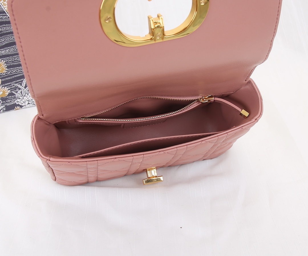 Dior Caro Bag Supple Cannage Calfskin Pink 20cm