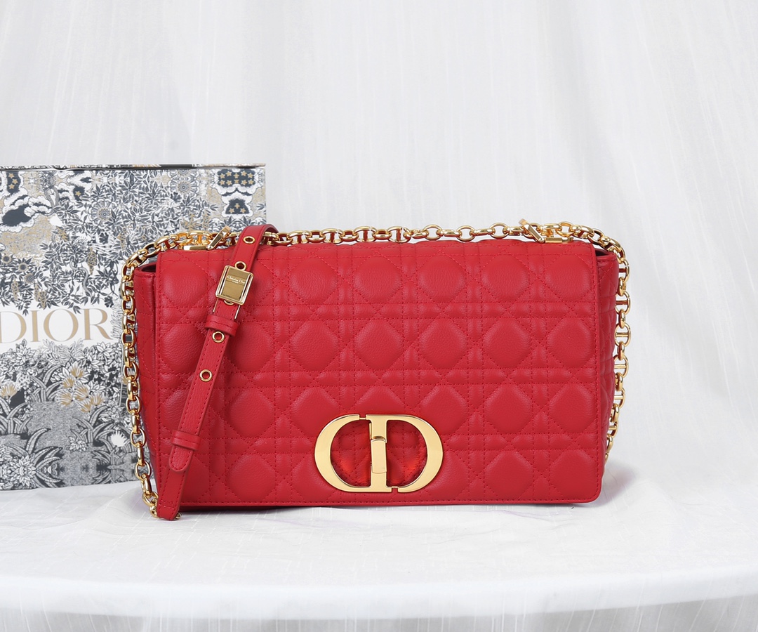 Dior Caro Bag Supple Cannage Calfskin Red 25.5cm