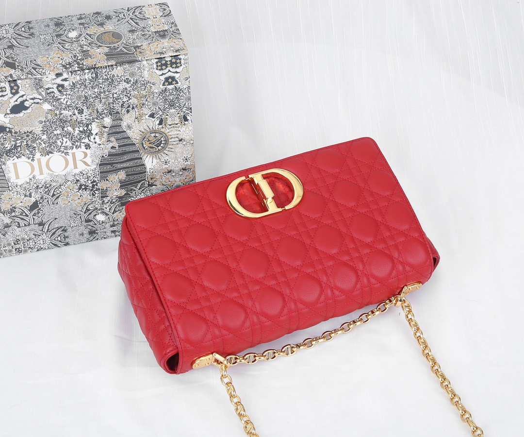 Dior Caro Bag Supple Cannage Calfskin Red 25.5cm