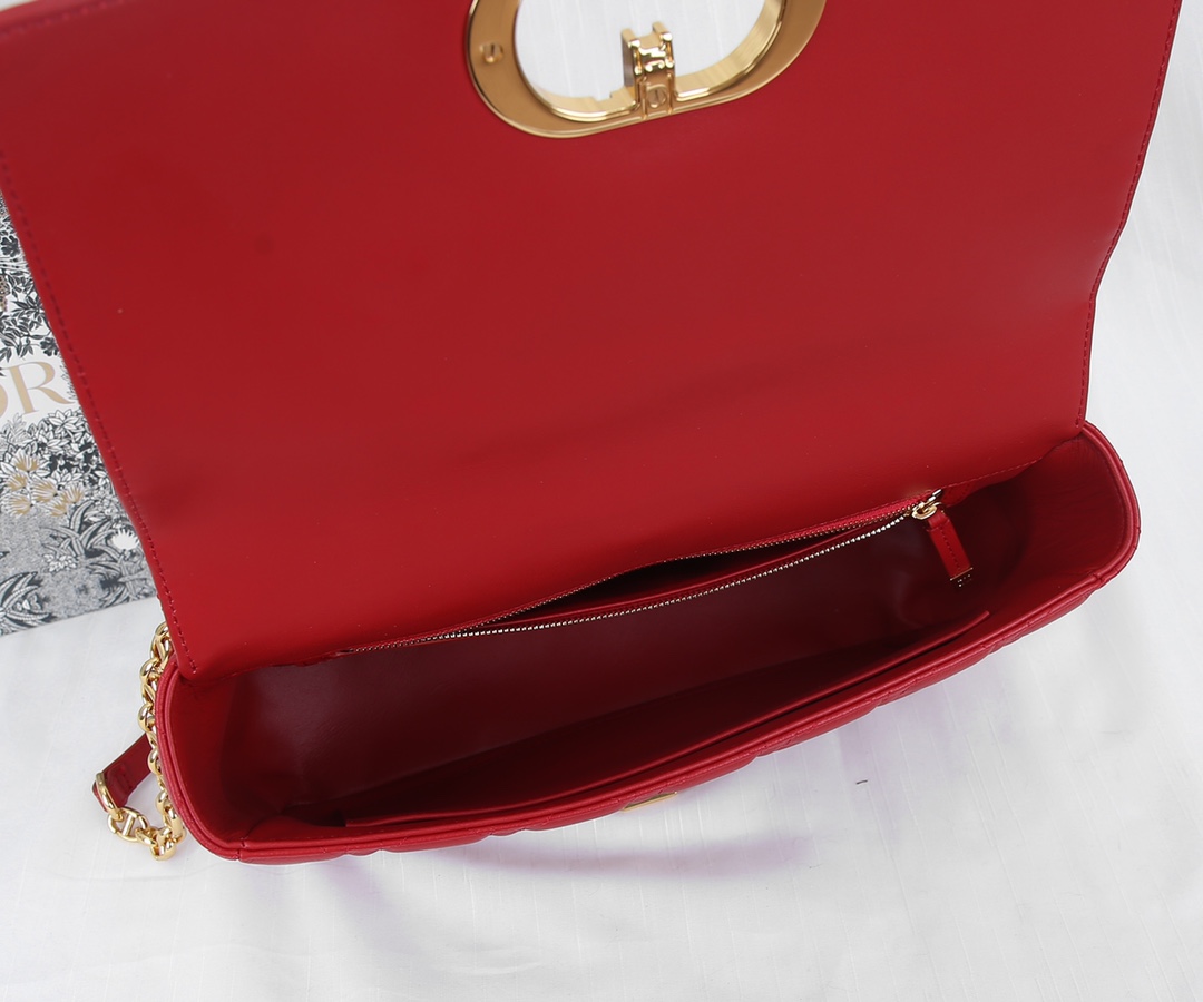 Dior Caro Bag Supple Cannage Calfskin Red 25.5cm