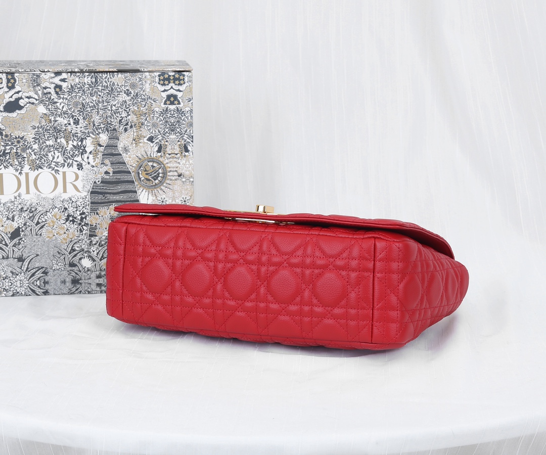 Dior Caro Bag Supple Cannage Calfskin Red 25.5cm