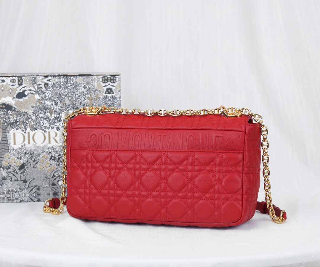 Dior Caro Bag Supple Cannage Calfskin Red 25.5cm