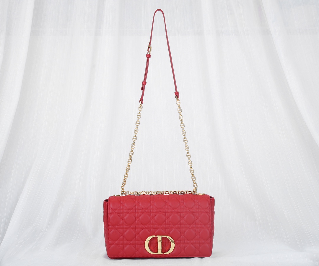 Dior Caro Bag Supple Cannage Calfskin Red 25.5cm