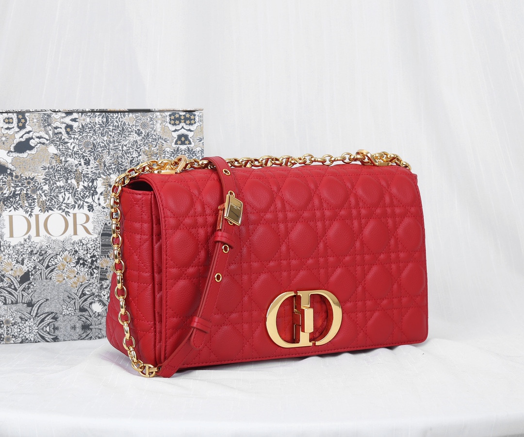 Dior Caro Bag Supple Cannage Calfskin Red 25.5cm