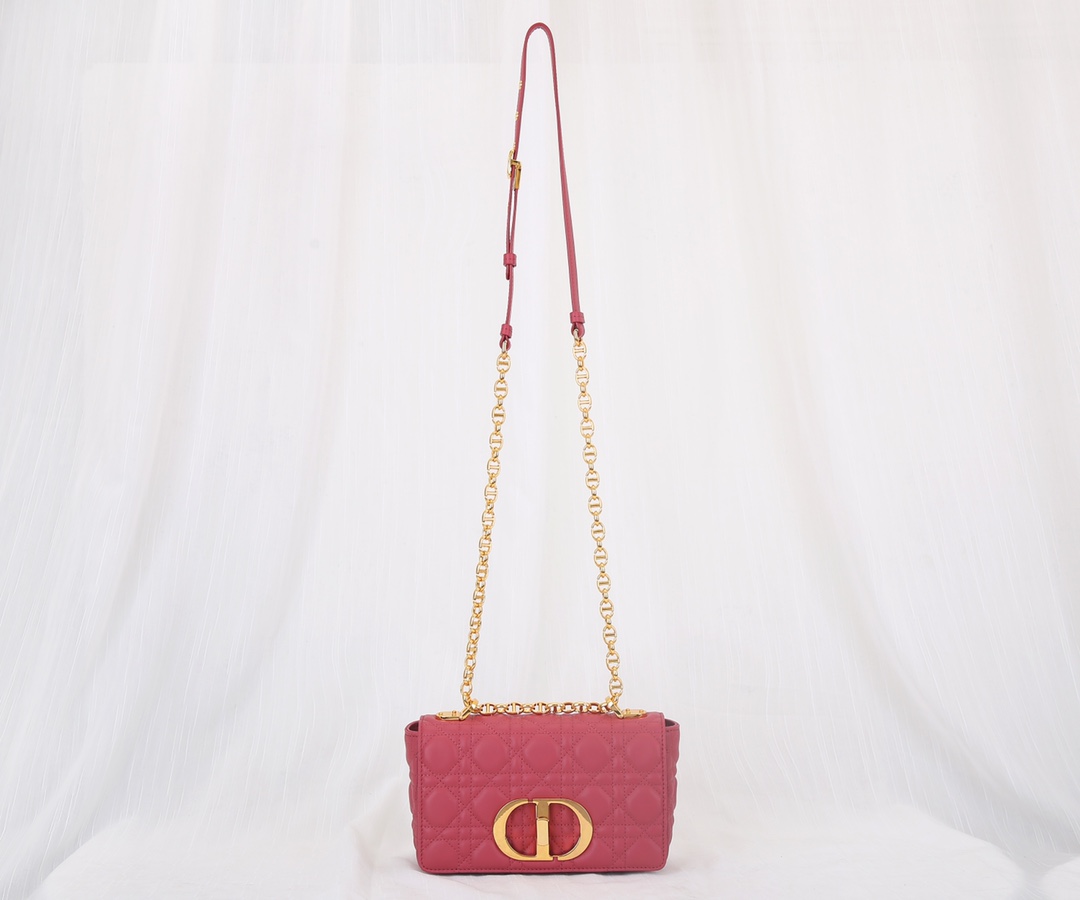 Dior Caro Bag Supple Cannage Calfskin Watermelon Red 20cm