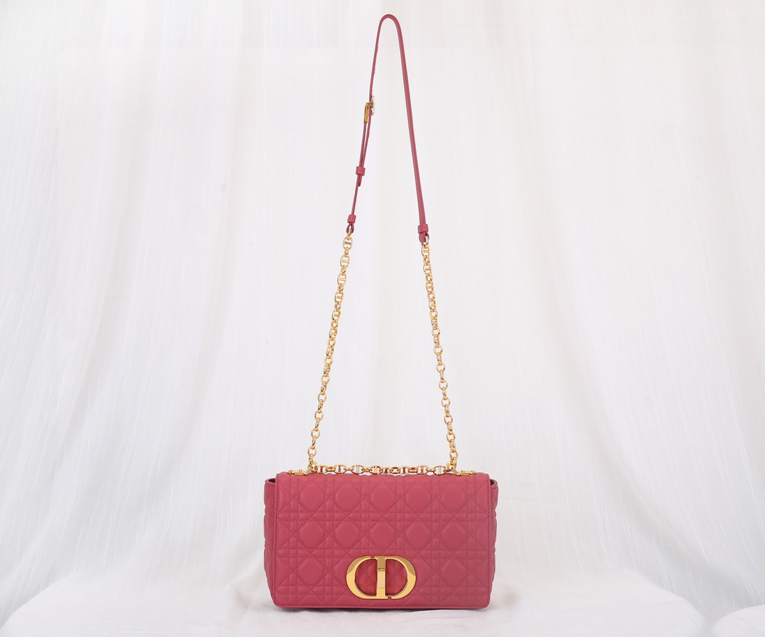 Dior Caro Bag Supple Cannage Calfskin Watermelon Red 25.5cm