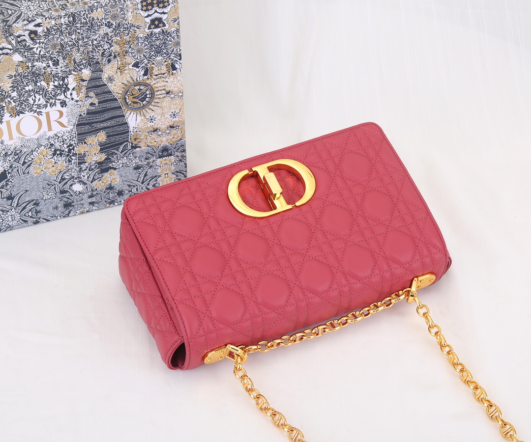 Dior Caro Bag Supple Cannage Calfskin Watermelon Red 25.5cm