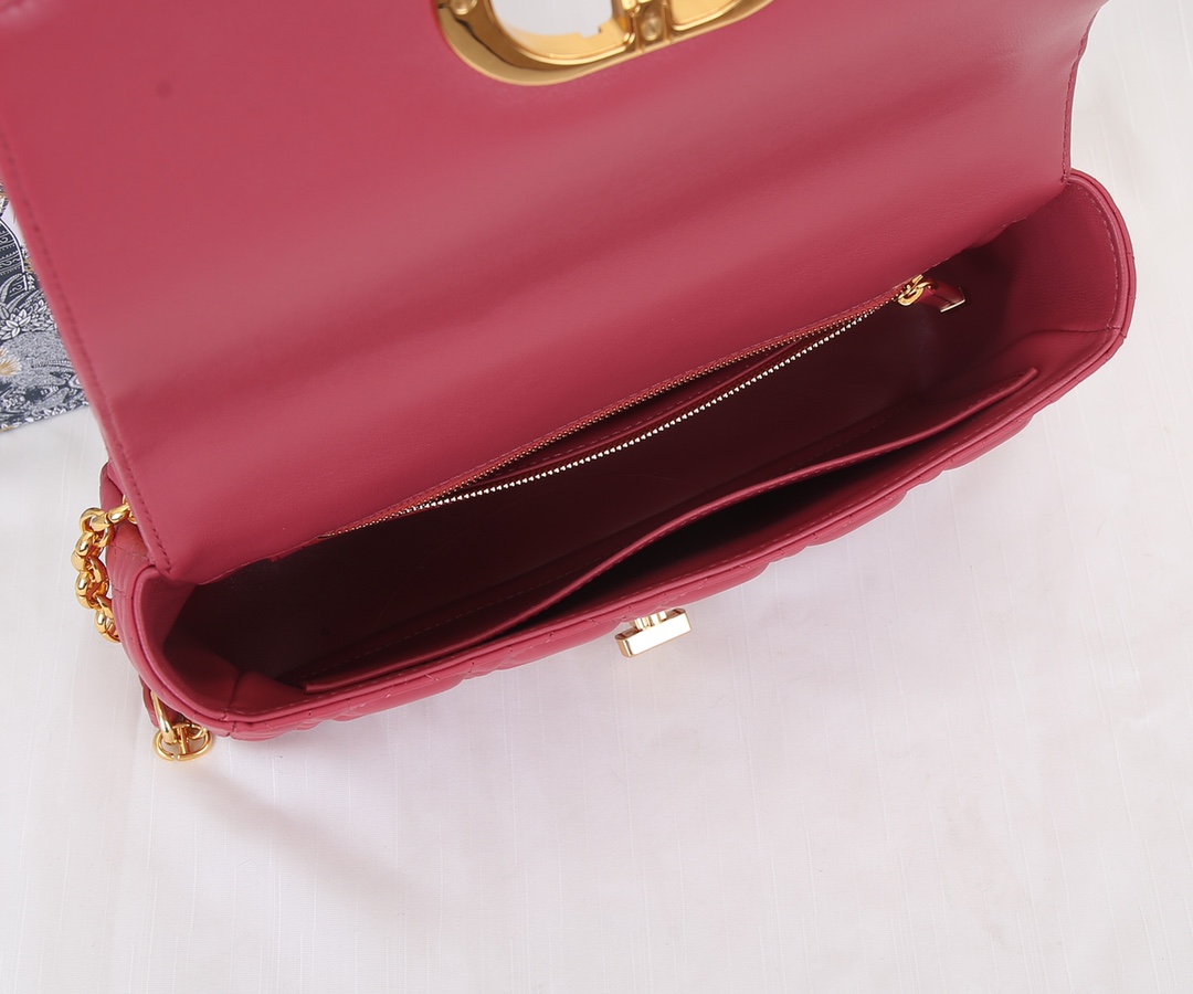 Dior Caro Bag Supple Cannage Calfskin Watermelon Red 25.5cm